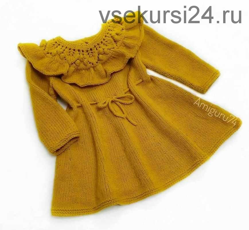 [Вязание] МК Детское платье с воланом спицами(Марина Баламбаева)