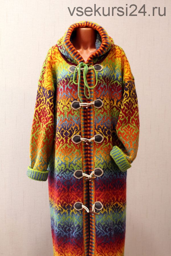 [Вязание] Пальто-кардиган с капюшоном «Выше радуги» в технике Faire Isle© (Лариса Лутошкина)