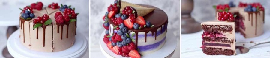 Шоколадный торт с вишней + шоколадные бисквиты с начинкой [nezabudka_cake]