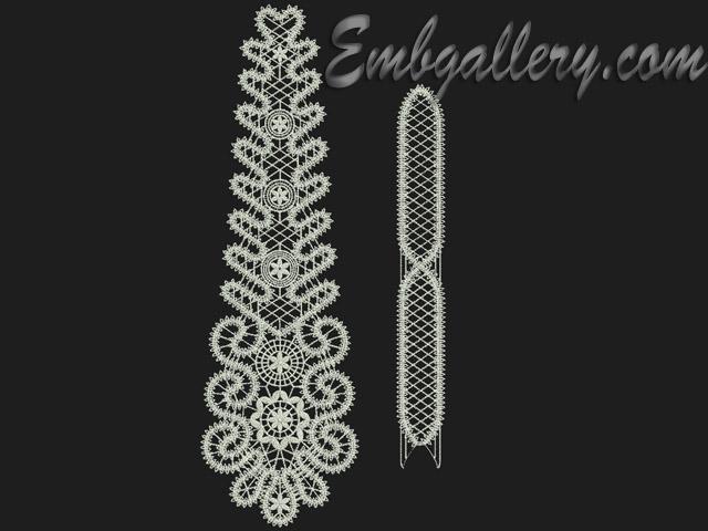 [Embgallery] Дизайн машинной вышивки «Кружевной галстук»