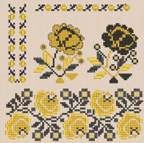 Дизайны машинной вышивки набор 'Желтые розы' [Дизайн студия Bogdan]