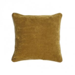 Julina 100% cotton velvet cushion cover in mustard with white border 45 x 45 cm