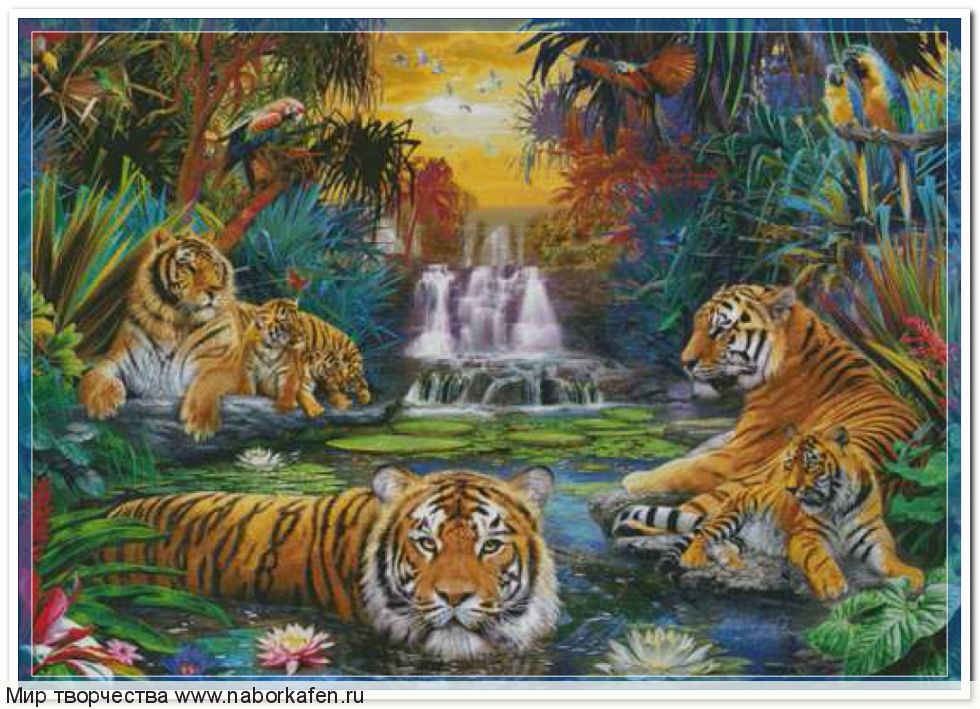 Набор для вышивания "Семейство тигров"