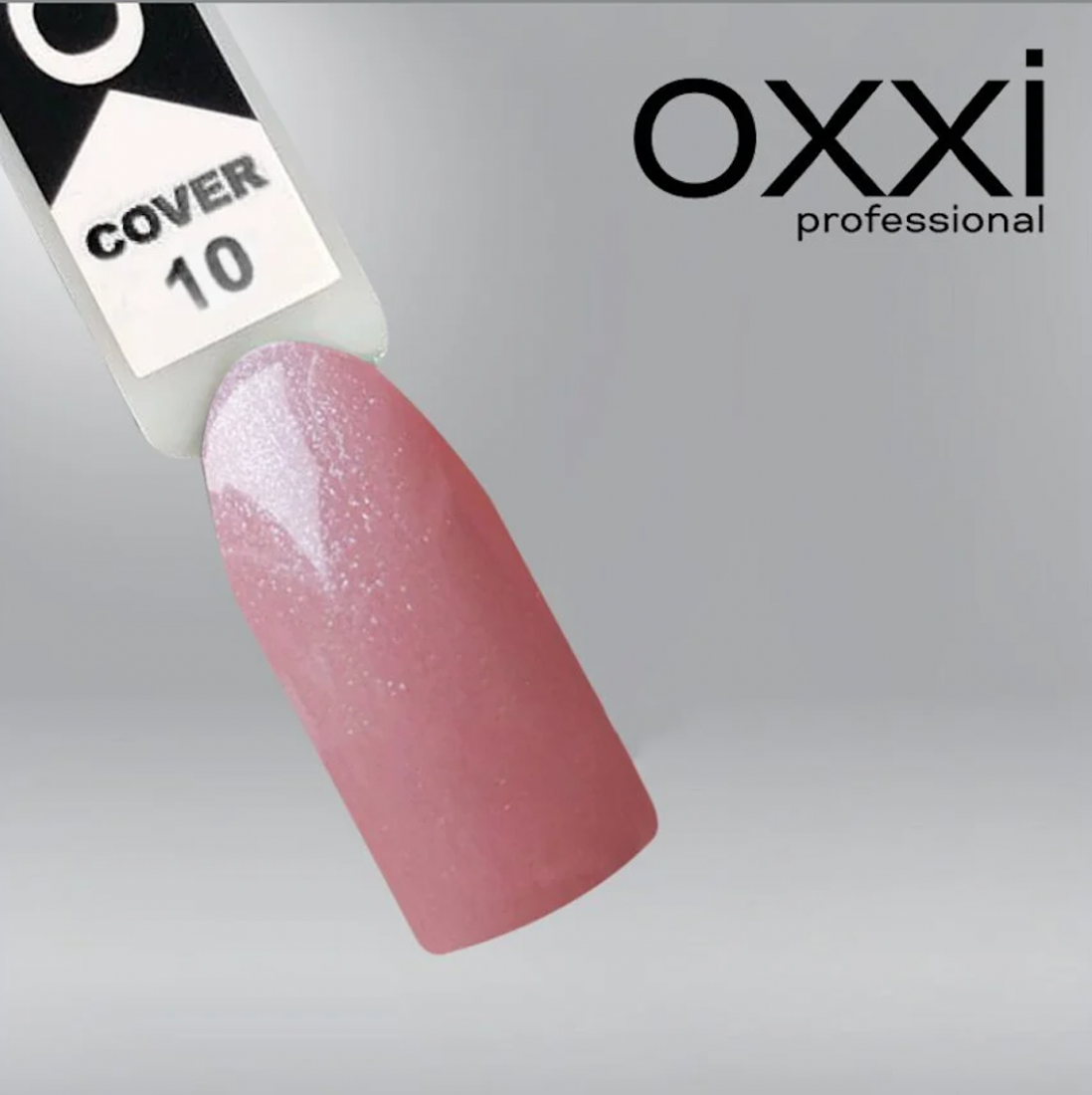 Камуфлирующая база для гель-лака Oxxi Professional Cover Base Coat 10 нежно-розовая с серебряным шиммером, 10мл