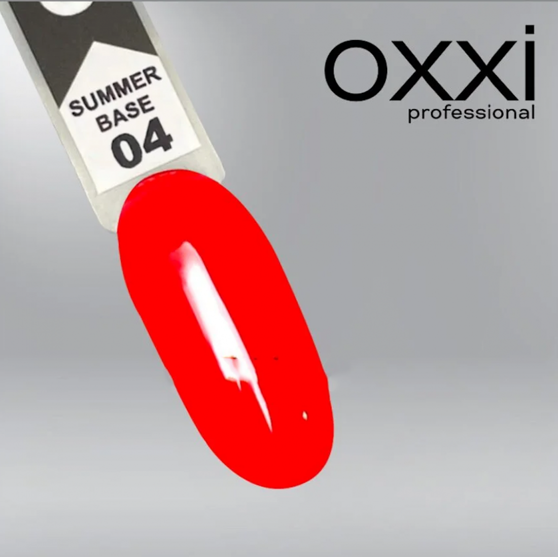 Камуфлирующая цветная база для гель-лака Oxxi Professional Summer Base 4, ярко-красная, 10мл