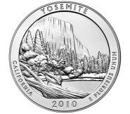 ПАРК №3 США - 25 центов 2010 год. Калифорния. Йосемитский национальный парк. UNC