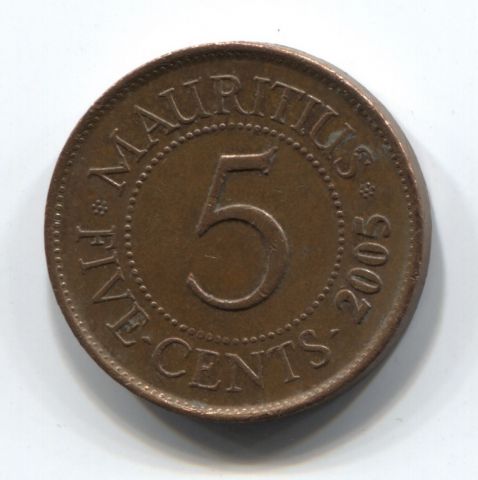 5 центов 2005 Маврикий VF