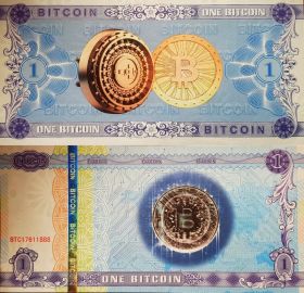 БИТКОИН - сувенирная банкнота (с технологией UVRED)