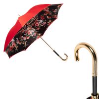 Зонт-трость Pasotti Rosso Fioritura Rosa Inox
