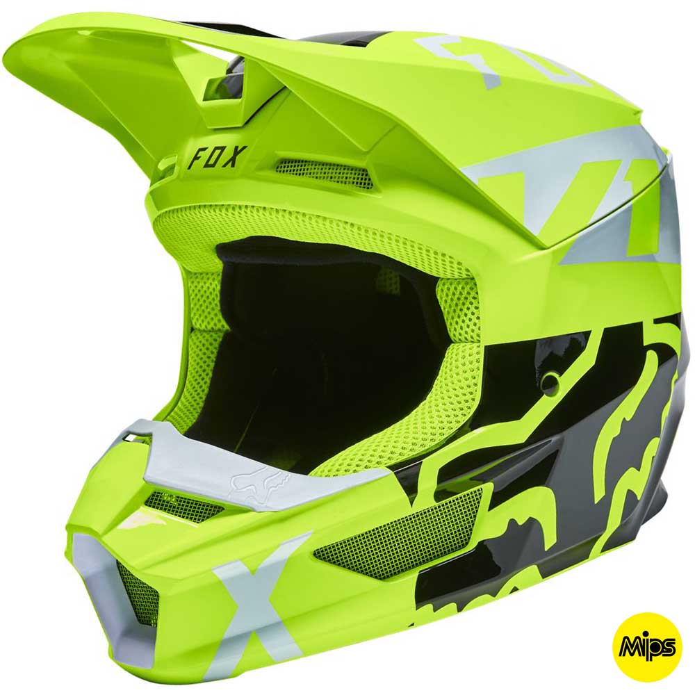 Fox V1 Skew Flo Yellow MIPS (2022) шлем внедорожный