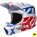 Fox V1 Skew White/Red/Blue MIPS шлем внедорожный