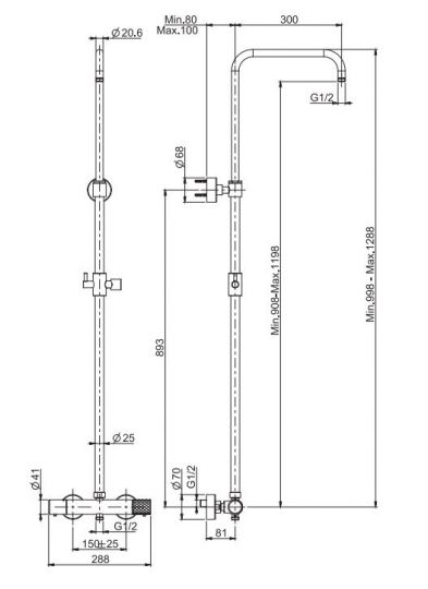 Настенная стойка для душа Fima - carlo frattini Spillo Tech F4285TGCR схема 2