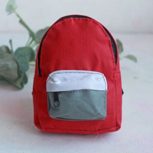 Кукольный аксессуар - Рюкзак для куклы тканевый Красный, 13 см