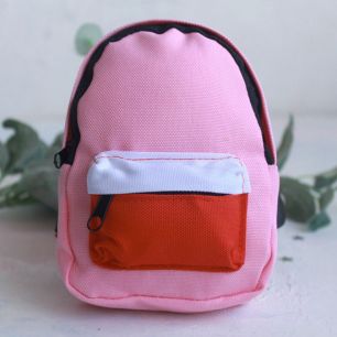 Кукольный аксессуар - Рюкзак для куклы тканевый Розовый, 13 см