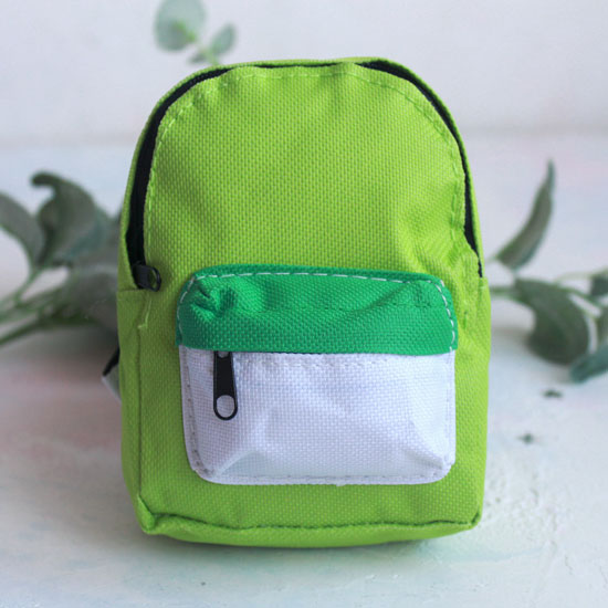 Кукольный аксессуар - Рюкзак для куклы тканевый Зеленый, 13 см