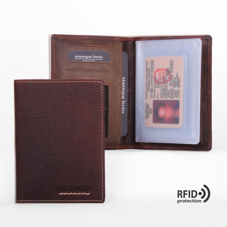 Обложка для документов с RFID защитой Stampa Brio 119-R-1691PF Brown BGS