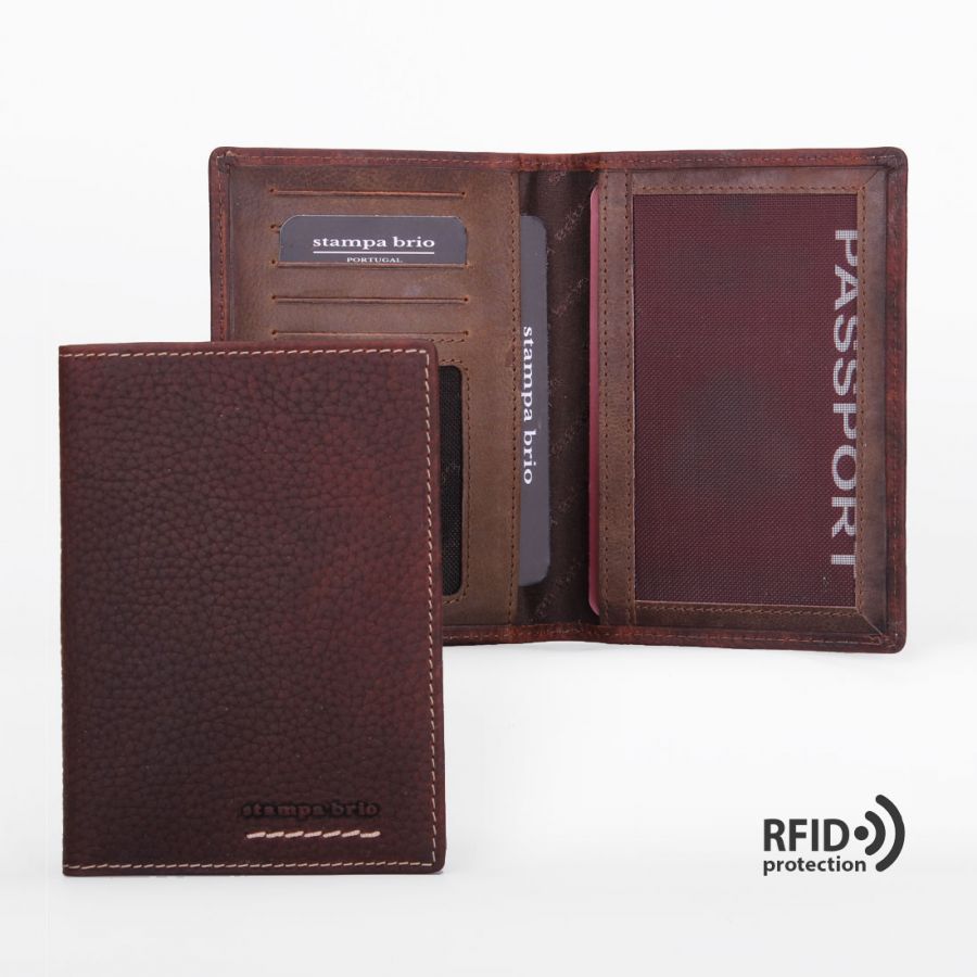 Обложка для паспорта с RFID защитой Stampa Brio 120-R-1691PF Brown BGS