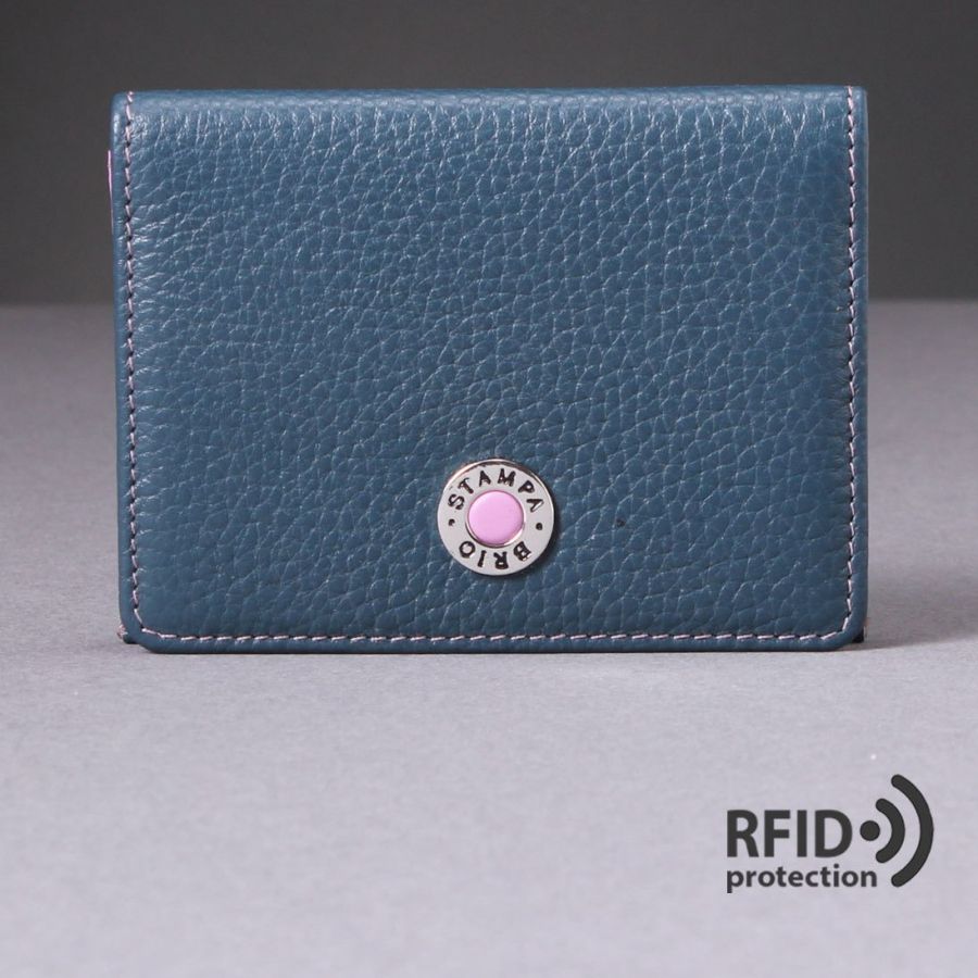 Футляр для карт и визиток с RFID защитой Stampa Brio 558-R-1416CF BLUE/PINK
