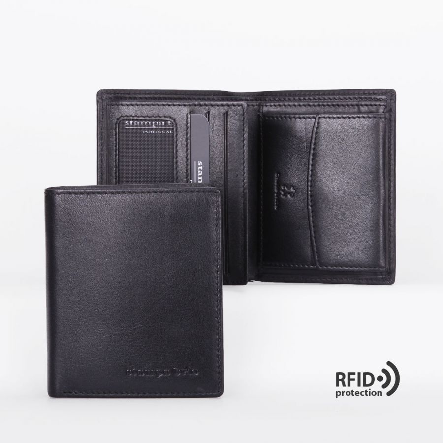 Кожаное портмоне с RFID защитой Stampa Brio 615-R-3962C Black BKS