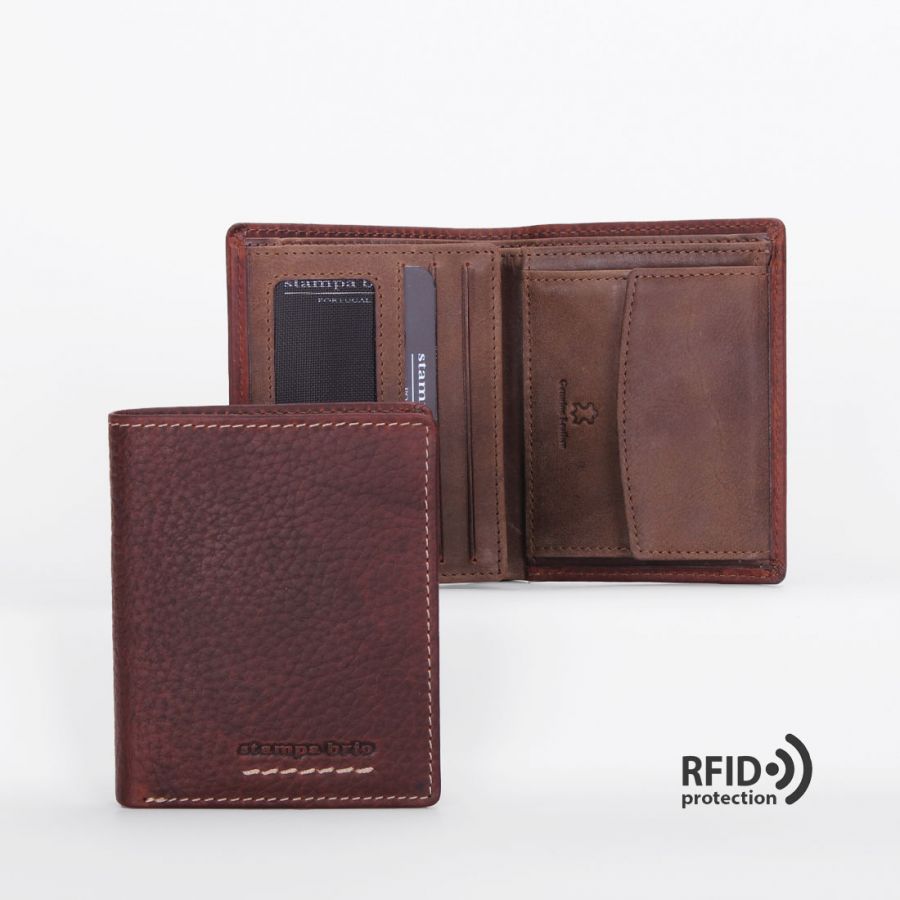 Кожаное портмоне с RFID защитой Stampa Brio 619-R-3625PF Brown BGS