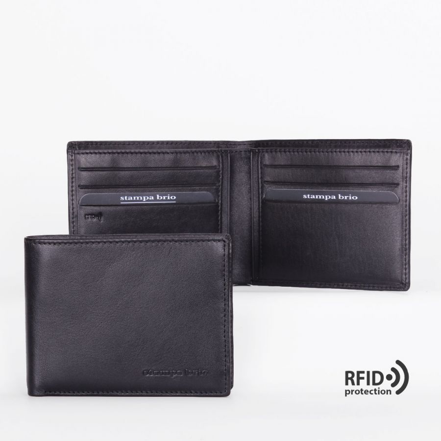 Портмоне с потайным монетником и RFID защитой Stampa Brio 649-R-4087C Black BKS