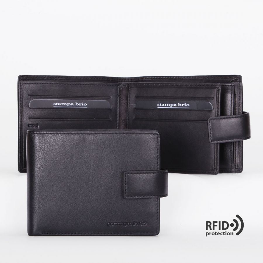 Кожаное портмоне c RFID защитой Stampa Brio 665-R-7151C Black BKS
