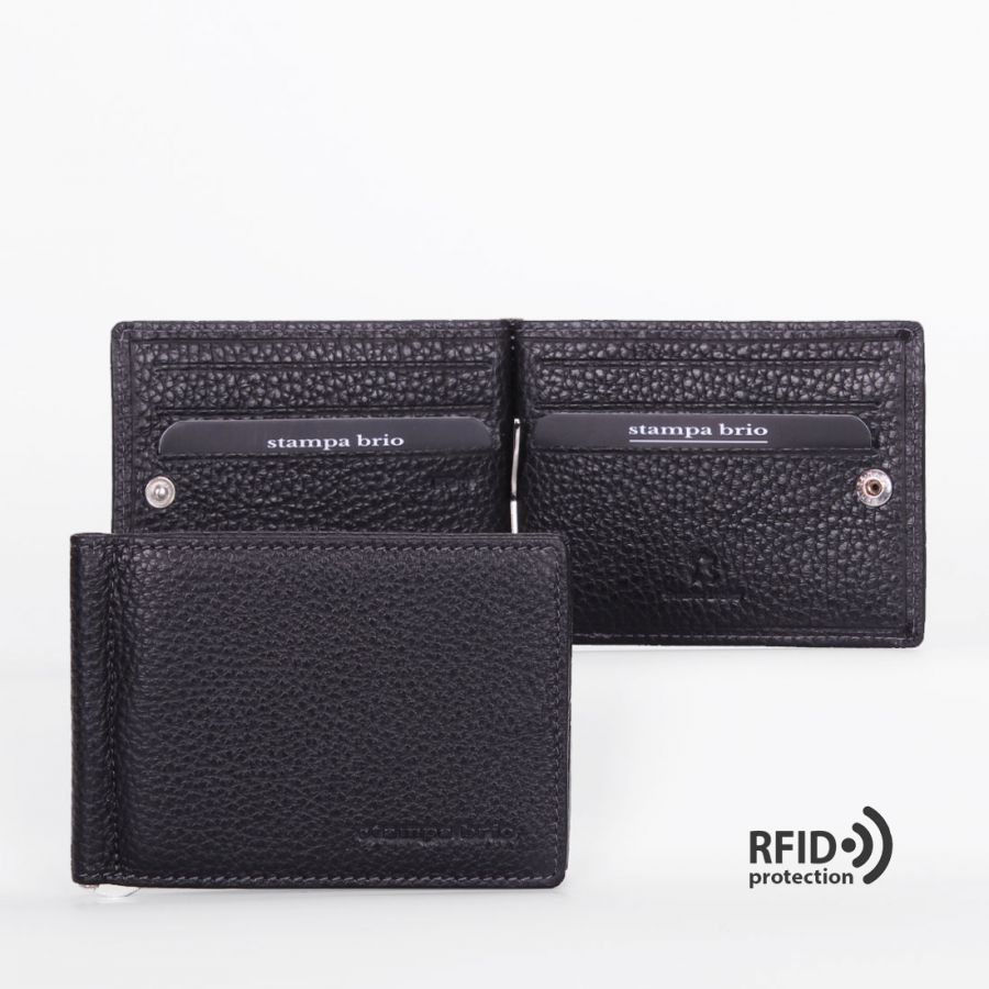 Зажим для купюр с RFID защитой Stampa Brio 722-R-3272F Black GRS