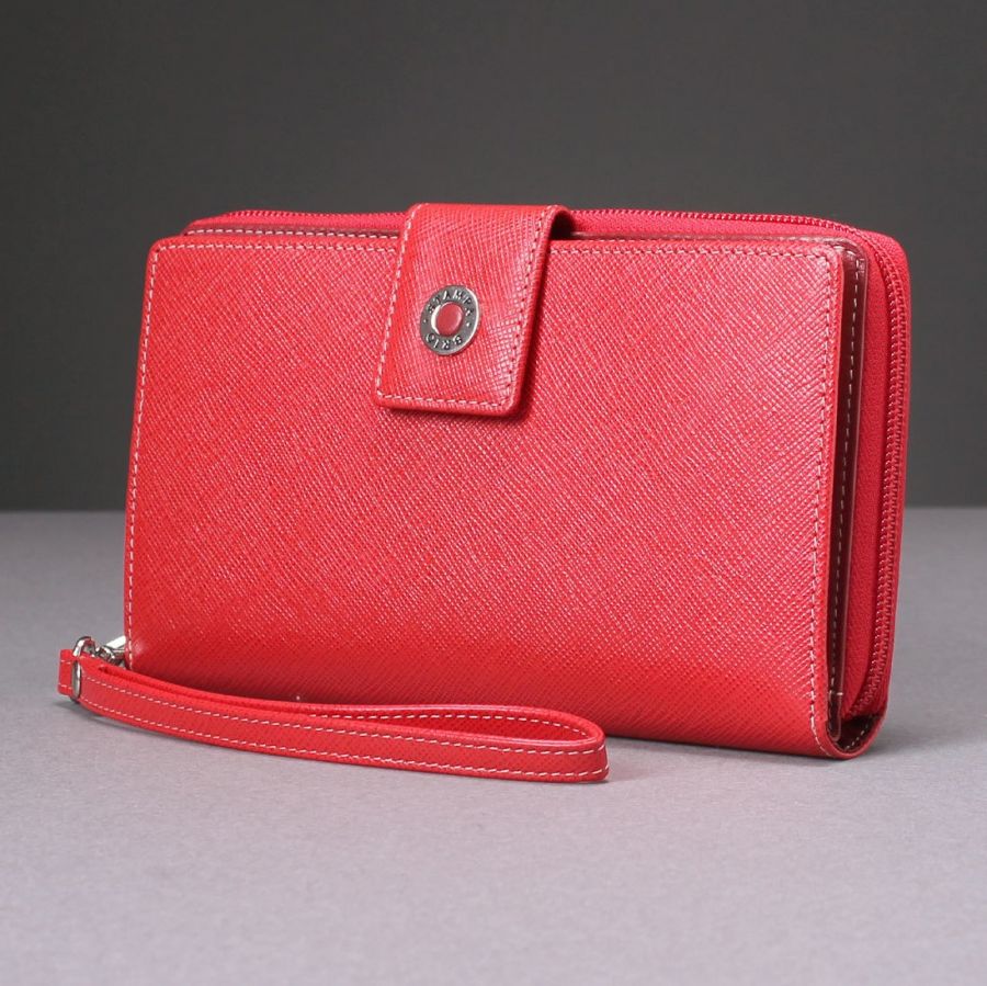 Кожаный женский кошелек-клатч с RFID защитой Stampa Brio 936-R-8123S RED