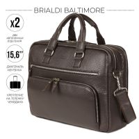Мужская деловая сумка с 23 карманами и отделами BRIALDI Baltimore (Балтимор) relief