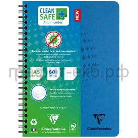 Тетрадь А5 60л.кл.Clairefontaine Clean'Safe антибактериальная обложка 82562C