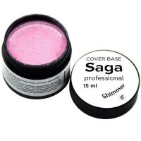 База для гель-лака камуфлирующая с шиммером Saga Professional Cover Base Shimmer №06, 15мл