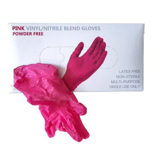 Перчатки нитровинил размер M, Розовые, 50 пар.