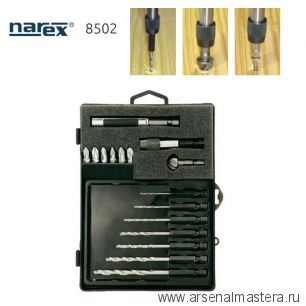 Набор монтажный (биты, сверла, зенкер) в пластиковом футляре 16 шт NAREX 850200