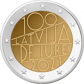 100 лет признанию республики 2 евро Латвия 2021 Новинка!