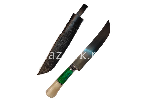 Пчак Узбекский нож, ручка кость и камни, шх-15