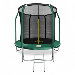 Батут премиум с внутренней страховочной сеткой и лестницей Arland 8FT (Dark green) 