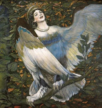 "Сирин и Алконост" Фрагмент картины.  Алконост  (Репродукция Виктор Васнецов, 1896)