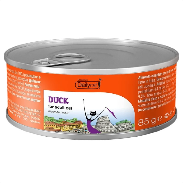 Влажный корм для кошек DailyCat Casual Line Duck мусс с уткой 85 гр