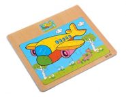 Пазл-рамка деревянная для малышей "Самолет" 12эл. (15х16.5 см) с картинкой (арт. ИД-9965)