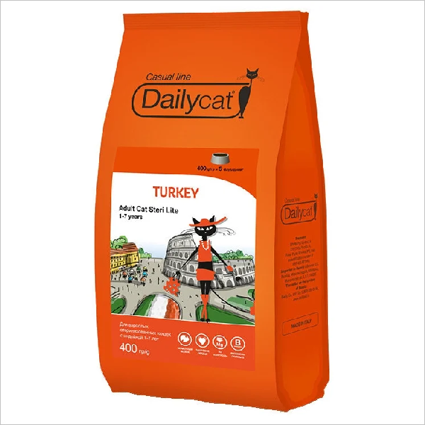 Сухой корм для стерилизованных кошек DailyCat Casual Line Steri Lite Turkey с индейкой 0.4 кг