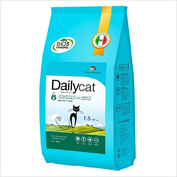 Сухой корм для кошек DailyCat Adult Chicken & Rice с курицей и рисом 1.5 кг