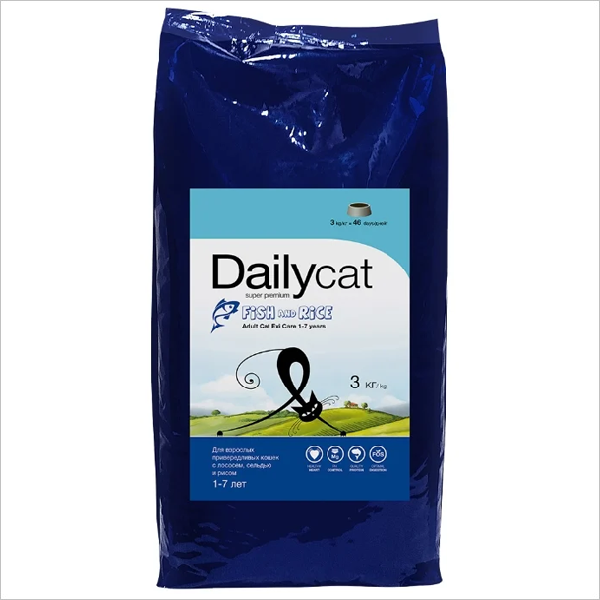 Сухой корм для кошек DailyCat Adult Exi Care Fish & Rice с рыбой и рисом 3 кг