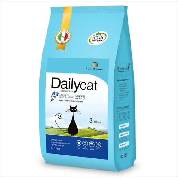 Сухой корм для стерилизованных кошек DailyCat Adult Steri Lite Fish & Rice с рыбой и рисом