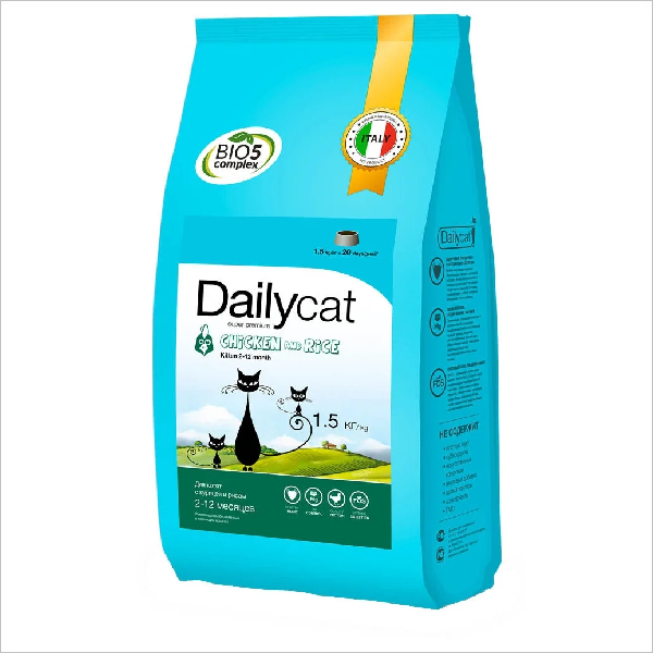 Сухой корм для котят DailyCat Kitten Chicken & Rice с курицей и рисом 1.5 кг