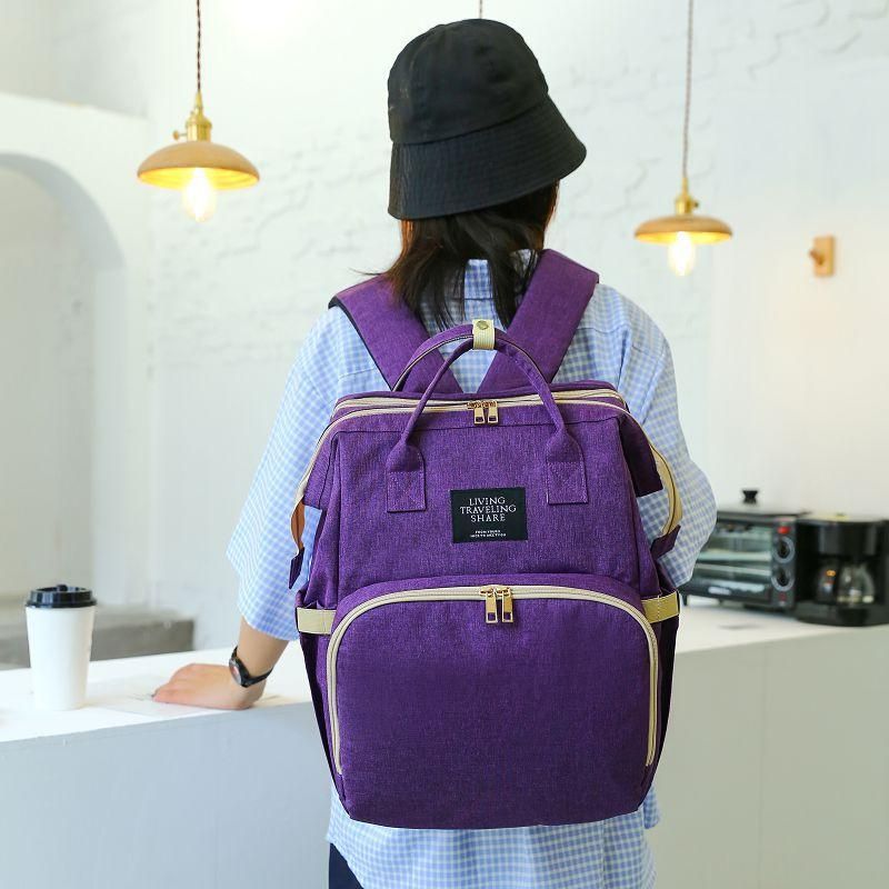 Рюкзак для мам с USB портом и люлькой фиолетовый