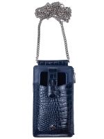 Кожаная сумочка для телефона Narvin 9244-N.Croco D.Blue