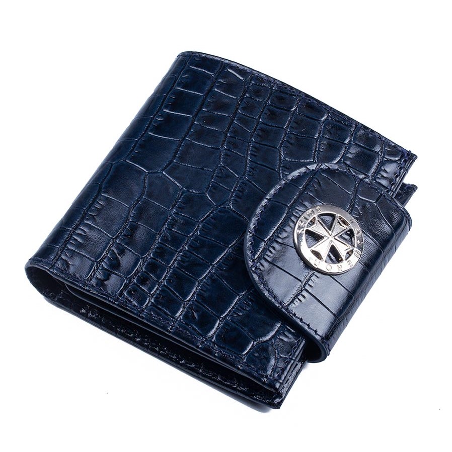 Кожаный кошелек Narvin 9581-N.Croco D.Blue
