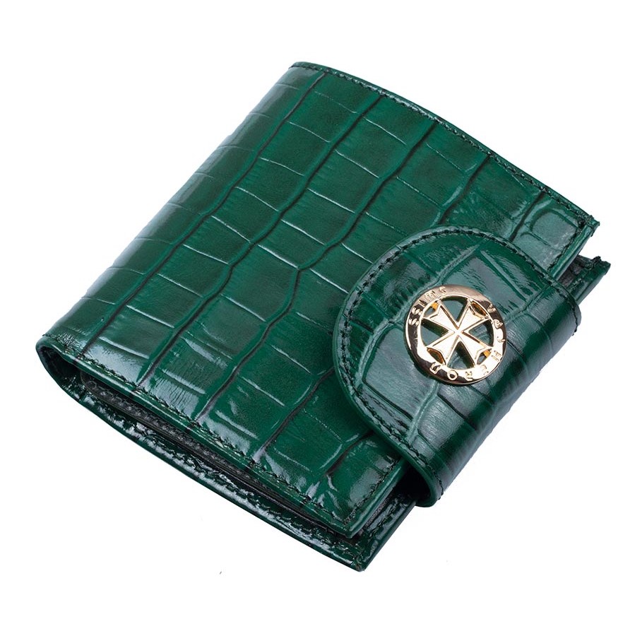 Кожаный кошелек Narvin 9581-N.Croco Green