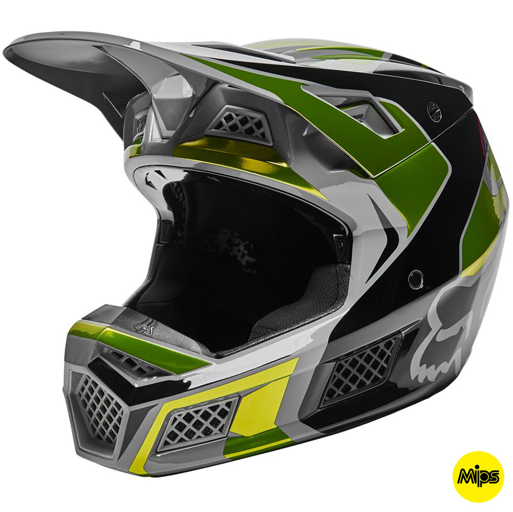Fox V3 RS Mirer Flo Yellow MIPS шлем внедорожный