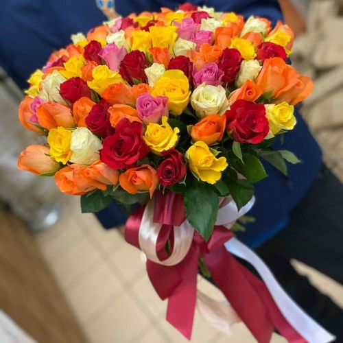Роза кенийская цветной микс 40см